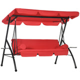 Balançoire de patio 3 places, chaise convertible 2 en 1 lit plat, balançoire planeur avec auvent d'ombre réglable