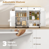 Kitchen Island with Storage, Rolling Kitchen Cart with Charging Station, Spice Rack, Drawers