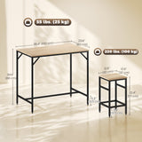 5 Pieces Industrial Rectangular Bar Table Set, Dining Table Set Breakfast Table with 4 Stools for Dining Room