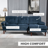 Modern Corner Couch with Right Chaise Lounge, Tufted 3-Seater Sofa with Wooden Legs for Living Room