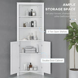 Tall Bathroom Storage Cabinet, Corner Cabinet with Doors, Linen Cabinet with Doors and 3-Tier Shelves