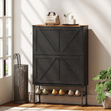 Narrow Shoe Storage Cabinet with 2 Flip Drawers, Slim Shoe Cabinet for 15-20 Pairs