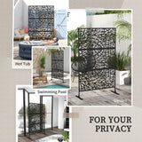 6.5FT Decorative Outdoor Divider, Metal Privacy Screen with Stand