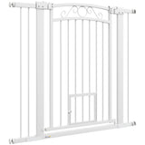 Dog Gate, Walk Through Pet Gate w/ Small Pet Door, 30
