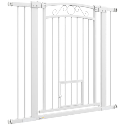Dog Gate, Walk Through Pet Gate w/ Small Pet Door, 30