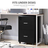2 Drawer File Cabinet with Lock, Small Rolling Filing Cabinet for A4, Letter-Size Documents, Printer Stand for Home Office, 17