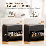 Shoe Storage Bench with Flip Drawer and Lift Top Storage