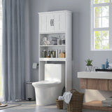 Modern Over The Toilet Storage, Bathroom Cabinets Over Toilet with Open Shelves and Double Door Cabinet