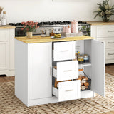 Kitchen Island with Storage Cabinets, 3 Drawers, 2 Adjustable Shelves and Sitting Space for Dining Room