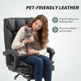 Executive Office Chair, Pet-Friendly Leather Ergonomic Desk Chair with Footrest, Swivel Recliner
