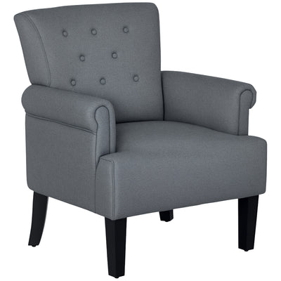 Fauteuil, Fauteuil d'appoint en tissu, Fauteuil de salon moderne avec pieds en bois et accoudoirs roulés pour chambre à coucher
