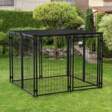 Outdoor Dog Kennel, Lockable Pet Playpen Crate with Top Cover