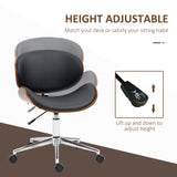 Office Chair, Faux Leather and Bentwood Computer Desk Chair with 360 Degree Swivel Wheels, Adjustable Height and Curved Seat