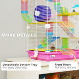 5 Tiers Hamster Cage Portable with Exercise Wheels Play Tube Water Bottle Dishes House Ladder for Gerbils