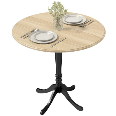 Dining Table for 2-4 People, Modern Round Kitchen Table with Pedestal Steel Base
