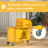Mop Bucket with Wringer on Wheels for Floor Cleaning, 21 Quart Side Press Wringer with Handle and Mop