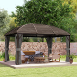 10x13 Hardtop Gazebo Aluminum Outdoor Canopy with Mesh Nettings Curtains