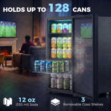3.2 Cu.Ft Beverage Fridge, 128 Can Drink Fridge with Glass Door