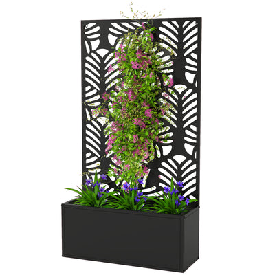 Metal Garden Bed with Trellis for Climbing Plants