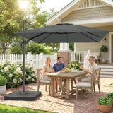 8' x 8' Offset Cantilever Patio Umbrella with Base Weights, UPF50+ Cantilever Parasol with 360° Rotation
