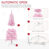 5 FT Snow Flocked Artificial Christmas Tree, Auto Open and Steel Base