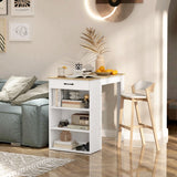 Bar Table with Drawer and 3 Storage Shelves, High Top Pub Table for Home Bar