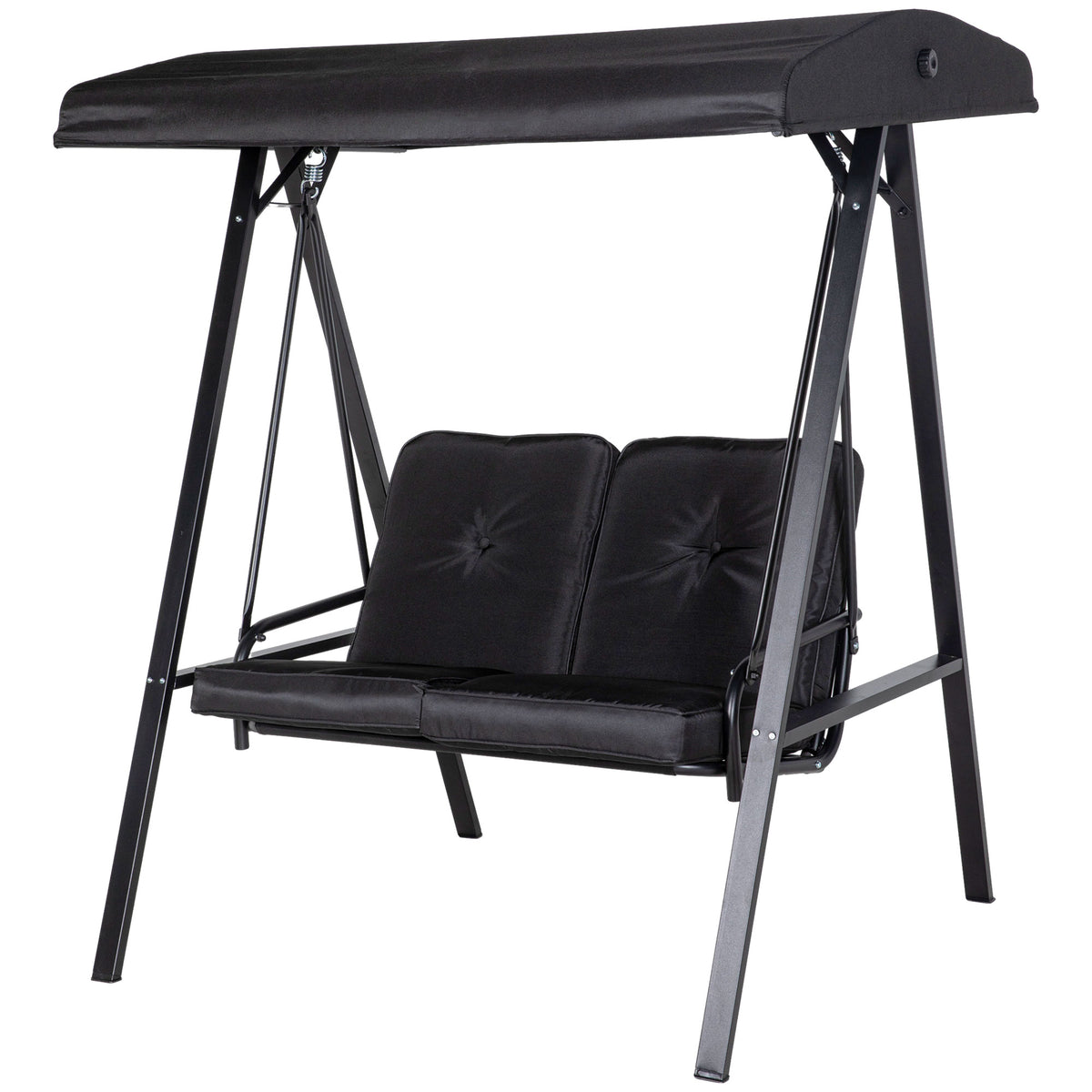 2-Seater Outdoor Porch Swing with Adjustable Canopy, Patio Swing Chair for Garden