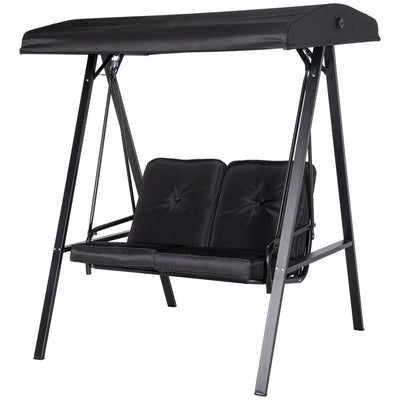 2-Seater Outdoor Porch Swing with Adjustable Canopy, Patio Swing Chair for Garden