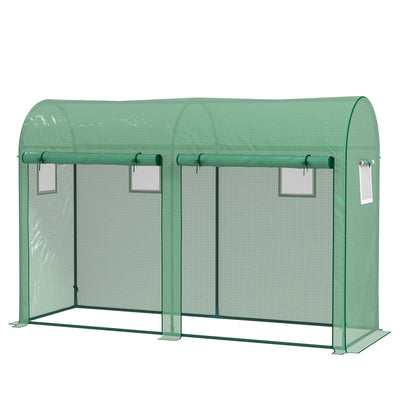 Outdoor Garden Greenhouse, Steel Greenhouse tent with 2 Doors and 4 Windows for Backyard, 9.8'x3.3'x6.6'