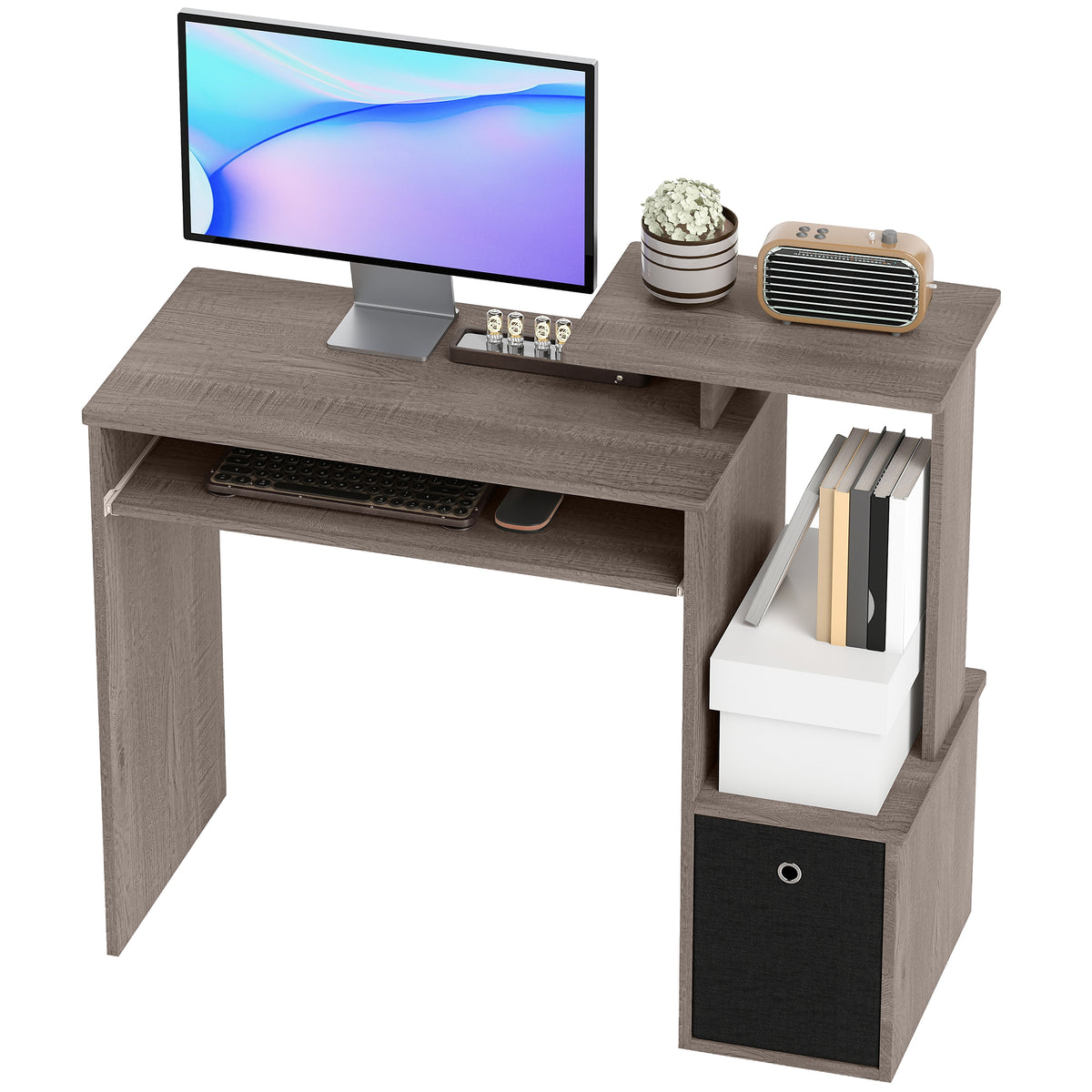 Computer Desk with Sliding Keyboard Tray Storage Drawer Shelf Home Office Workstation