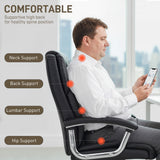 Chaise de bureau grande taille 180 kg, Chaise de bureau avec coussin à ressort, Cuir PU, Dossier haut, Roulettes pivotantes