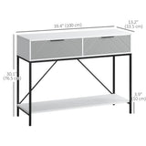 Console moderne avec 2 tiroirs, table d'entrée à 2 niveaux avec étagère de rangement
