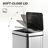 10.6 Gal (40 L) Automatic Garbage Can w/ Soft-Close Lid, Touchless Trash Can with Fingerprint Resistant Stainless Steel