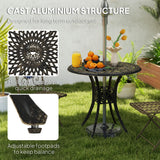 30-inch Round Patio Dining Table with Umbrella Hole Cast Aluminium Outdoor Bistro Table