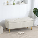 Storage Ottoman Bench, 43 Inch Large Storage Chest with Steel Legs and Padded Seat, Load 485 lbs