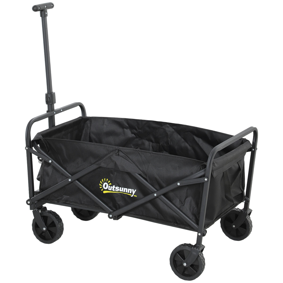 Chariot de jardin pliable pliant, chariot lourd pour pelouse avec roues universelles et poignée ajustable