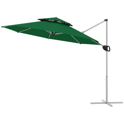 10 FT Cantilever Patio Umbrella with 360° Rotation & Adjustable Height, Crank and Tilt