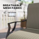 C Spring Motion Patio Chairs Set of 2 with Curved High Backrest, All Weather Breathable Fabric, Metal Frame