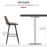 Lot de 2 chaises de bar de hauteur comptoir en cuir PU, tabourets de bar de 70,5 cm avec pieds en métal pour salle à manger