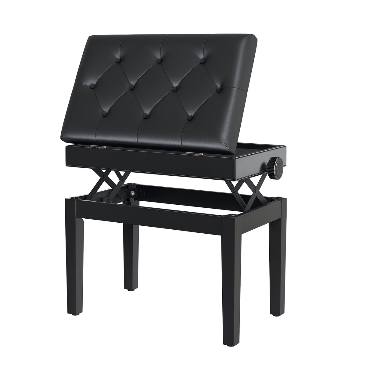 Banc de piano réglable avec rangement et rembourrage en cuir PU souple