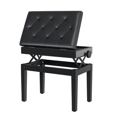 Banc de piano réglable avec rangement et rembourrage en cuir PU souple
