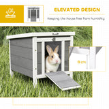 Wooden Rabbit Hutch, Bunny Cage with Waterproof & Openable Asphalt Roof, 20