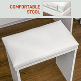 Makeup Vanity Desk Set with Stool, Dressing Table with LED Lighting Mirror, Drawers