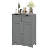 Meuble de salle de bain, Armoire de rangement pour salle de bain avec 2 tiroirs, Étagère réglable pour le salon