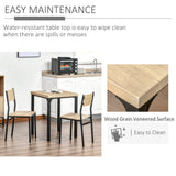 Ensemble table et 2 chaises de salle à manger, table de cuisine 3 pièces et chaises avec pieds en métal pour petits espaces