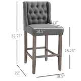Set of 2 40Inch Button Tufted Bar stools High Counter Dining Height Chairs