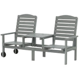 Banc extérieur avec roulettes et dossier haut ajustable 3 positions, causeuse extérieure 2 places avec trou parapluie