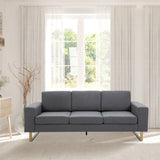 3 Seater Sofa, Linen Upholstered Cozy Padded Couch with Steel Leg
