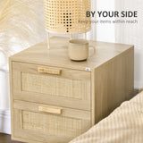 Boho Design Nightstand Set of 2, Side End Table with 2 Drawers for Living Room