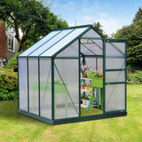 6.2' x 6.3' x 6.6' Clear Polycarbonate Greenhouse Large Walk-In Green House Garden Plants Grow Galvanized Base Aluminium Frame w/ Slide Door